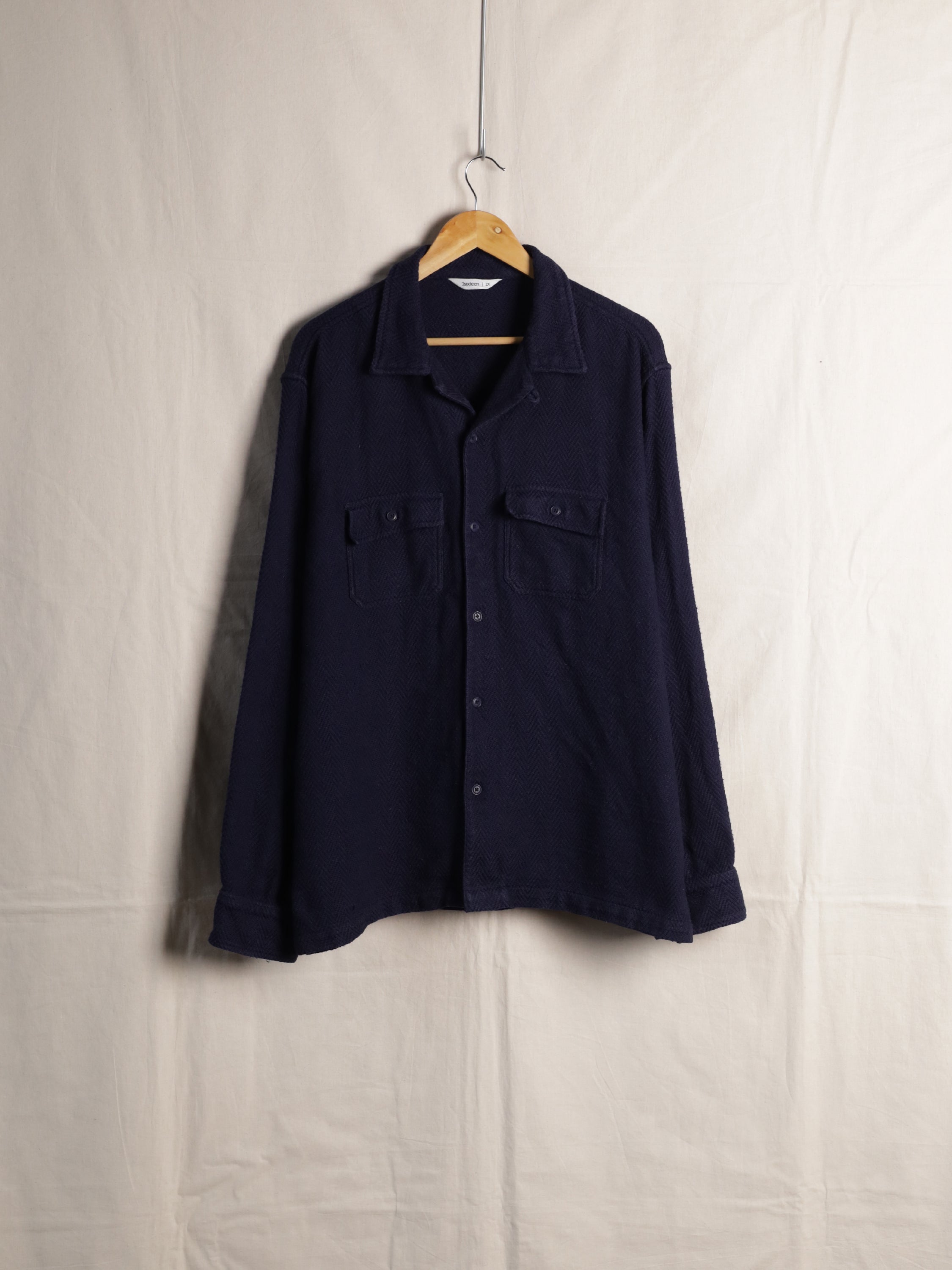 シルク 3Sixteen - Indigo Handloom HBT Open Collar Shirt | Indigo & Provisions