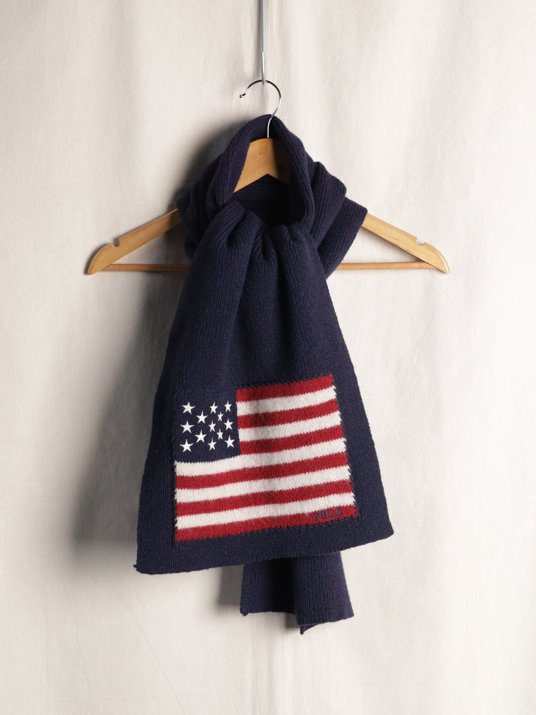 トップス 00s Ralph Lauren Polo USA Flag Shawl Polo Ralph Lauren - USA Flag Wool Scarf | Indigo & Provisions