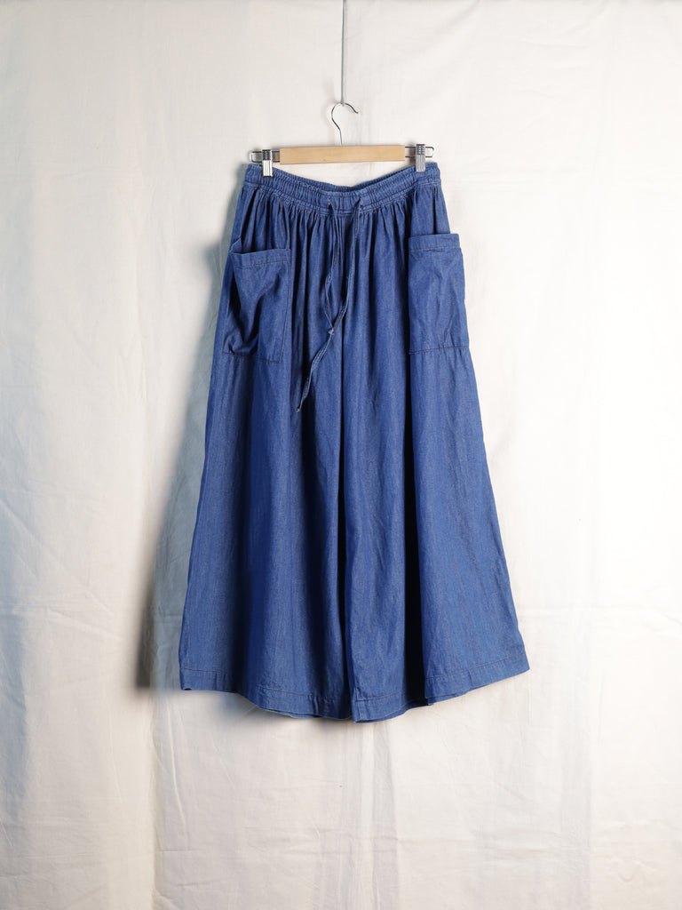 orSlow - Wide Leg Drawstring Chambray Trousers