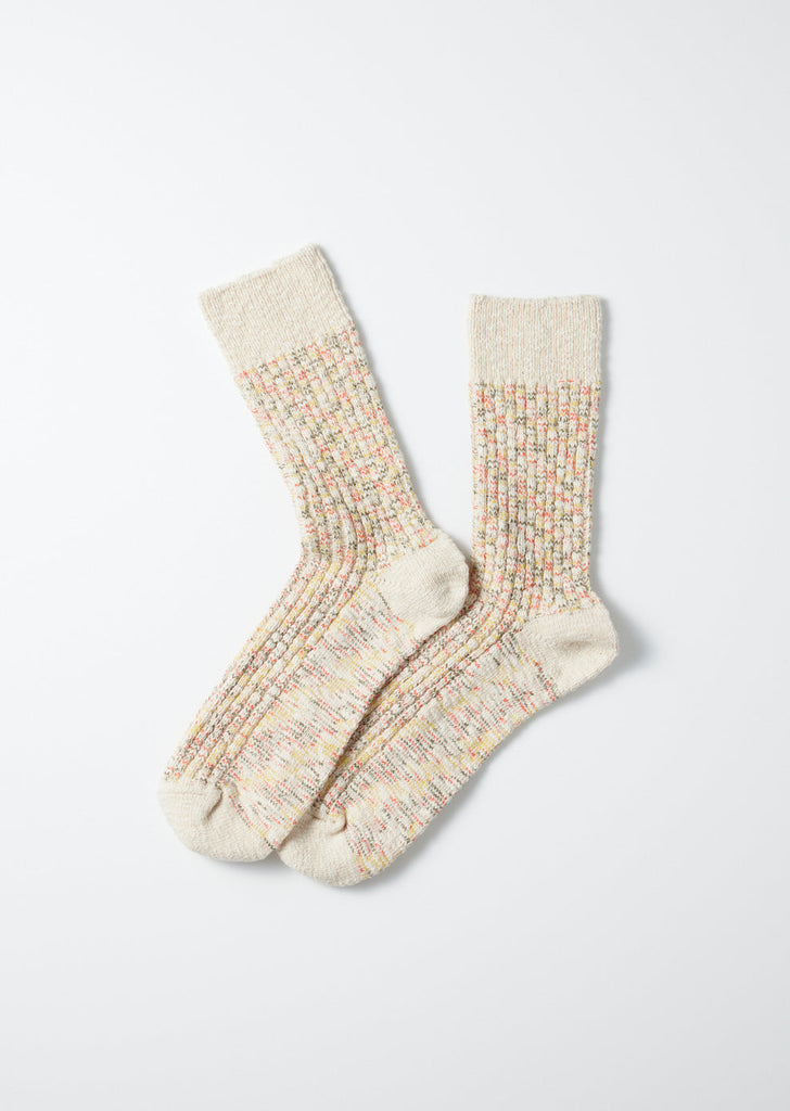 Kasuri Ribbed Crew Socks