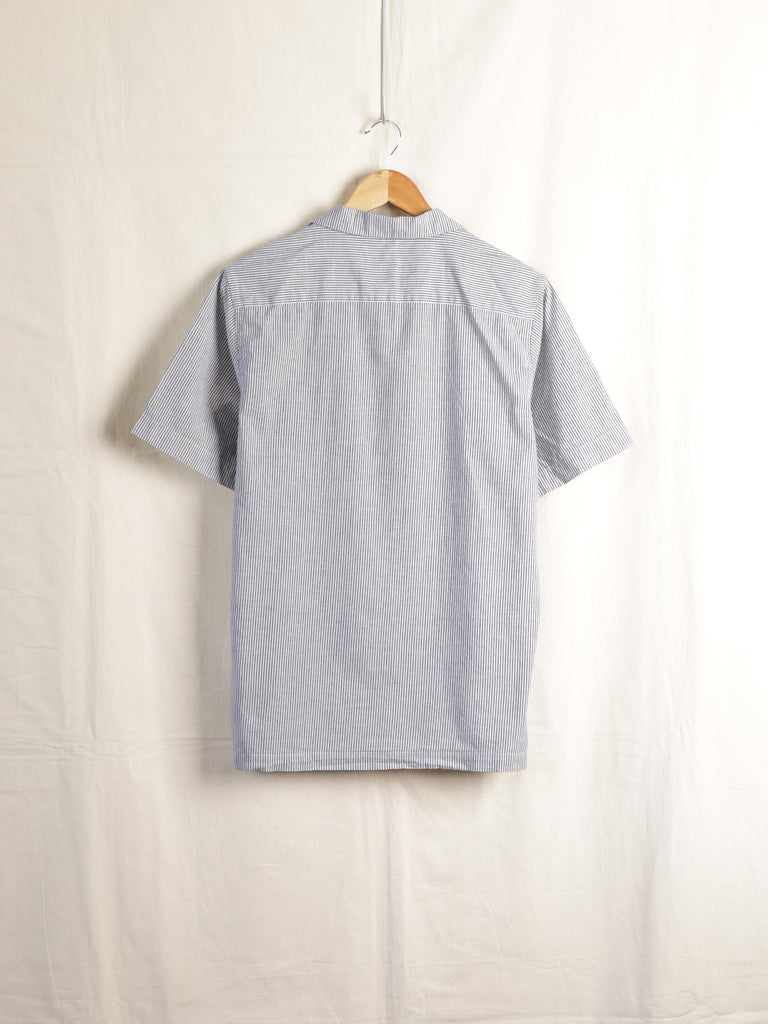 Incu Collection - Cotton/Linen Oxford Stripe Camp Shirt