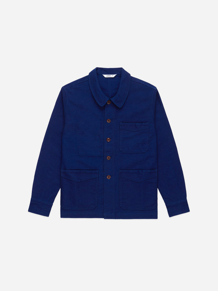 French Work Jacket - Washed Indigo Moleskin