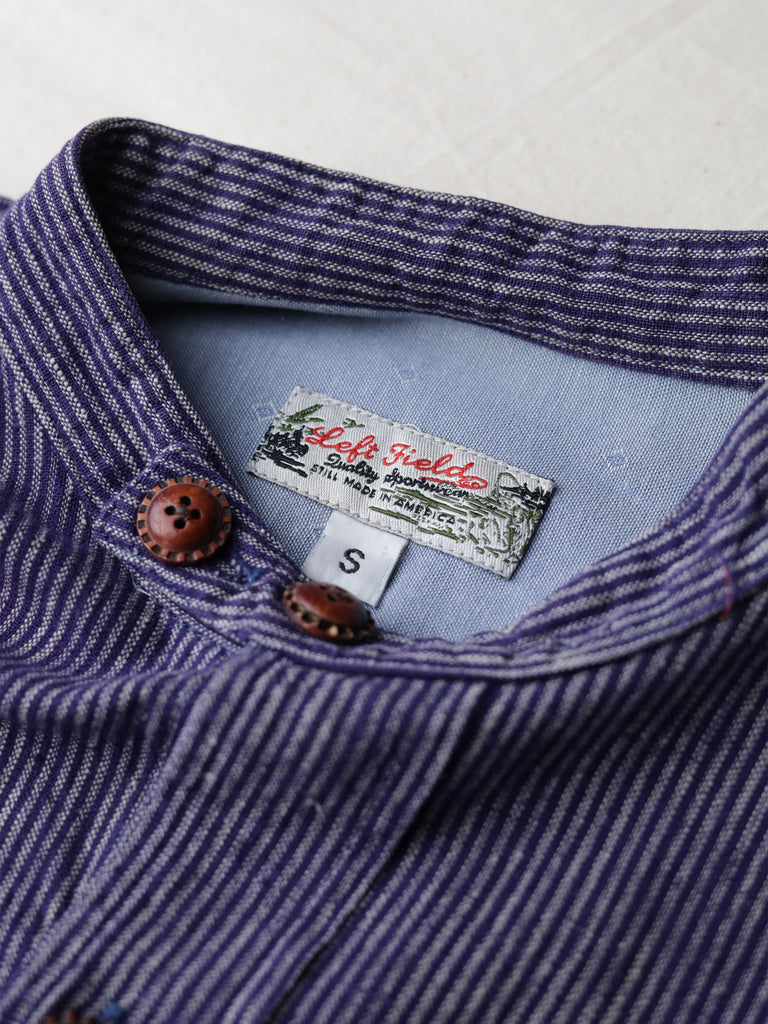 Left Field NYC - Banded Collar Hickory Shirt