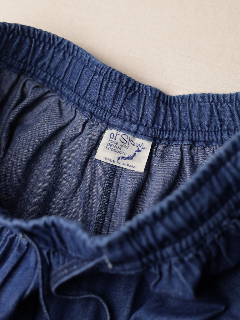 orSlow - Wide Leg Drawstring Chambray Trousers