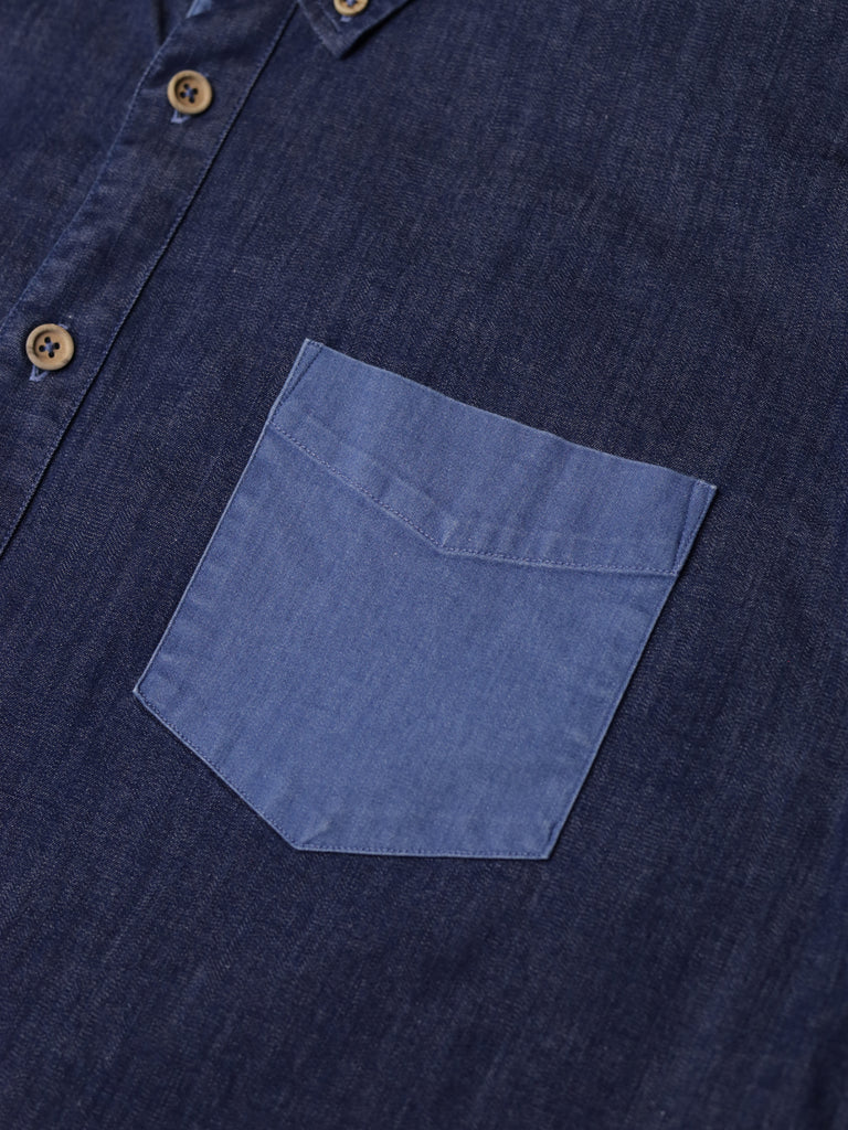 Libertine Libertine - Colourblock Indigo Chambray Shirt