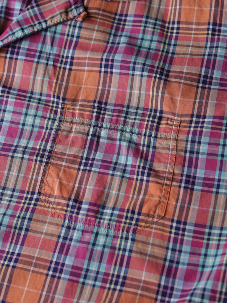 Albam - Repaired S/S Loop Collar Madras Shirt