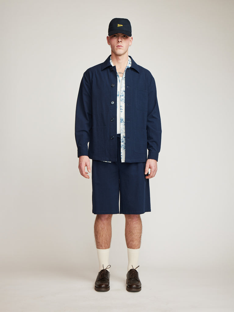 Seersucker Chore Coat - Navy