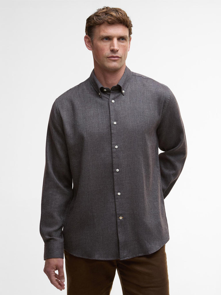Tamish Herringbone Shirt - Grey Marl