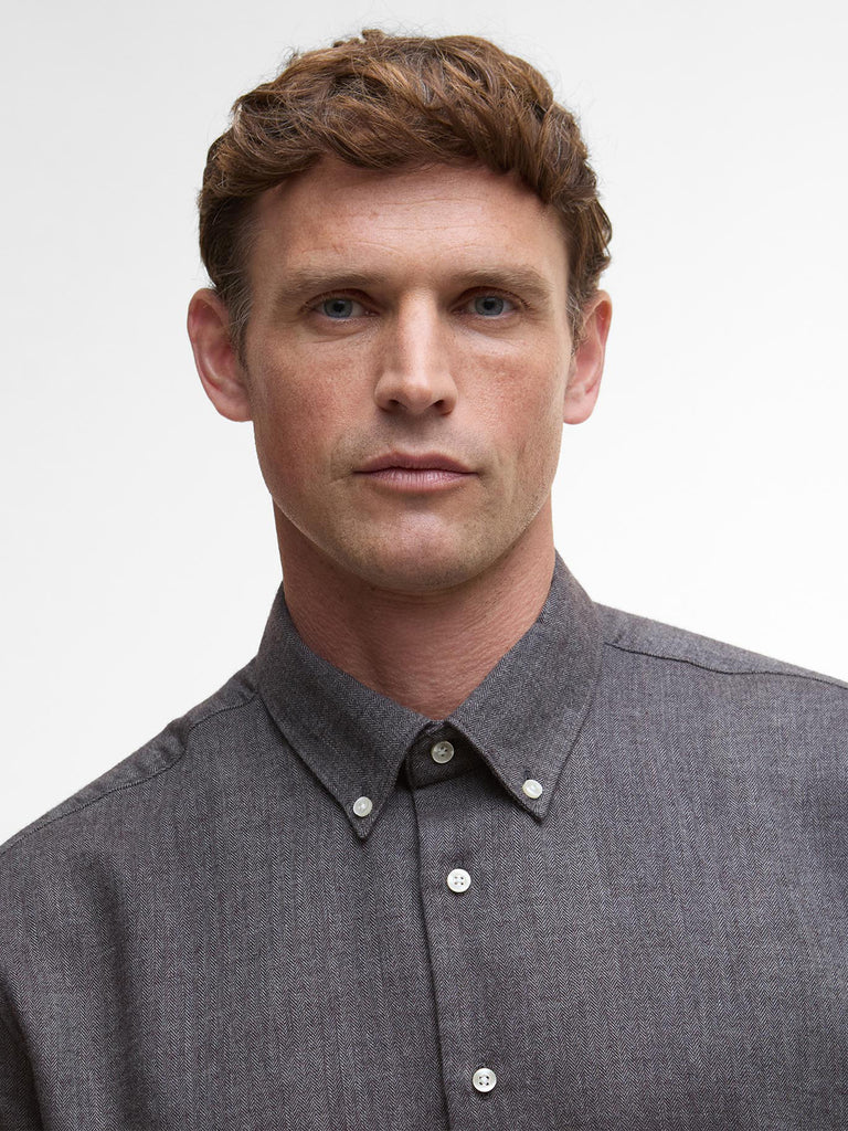 Tamish Herringbone Shirt - Grey Marl