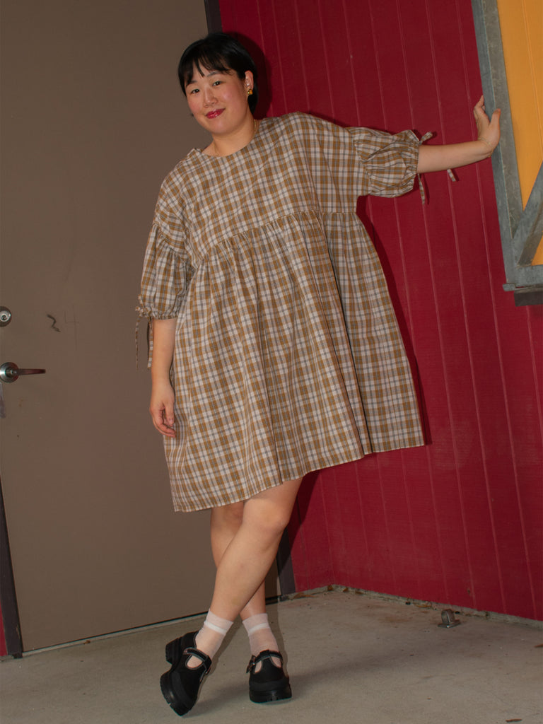 short tent dress Champagne Cotton Chanderi Short Tent Dress 32" / Petite (5'1" and below)