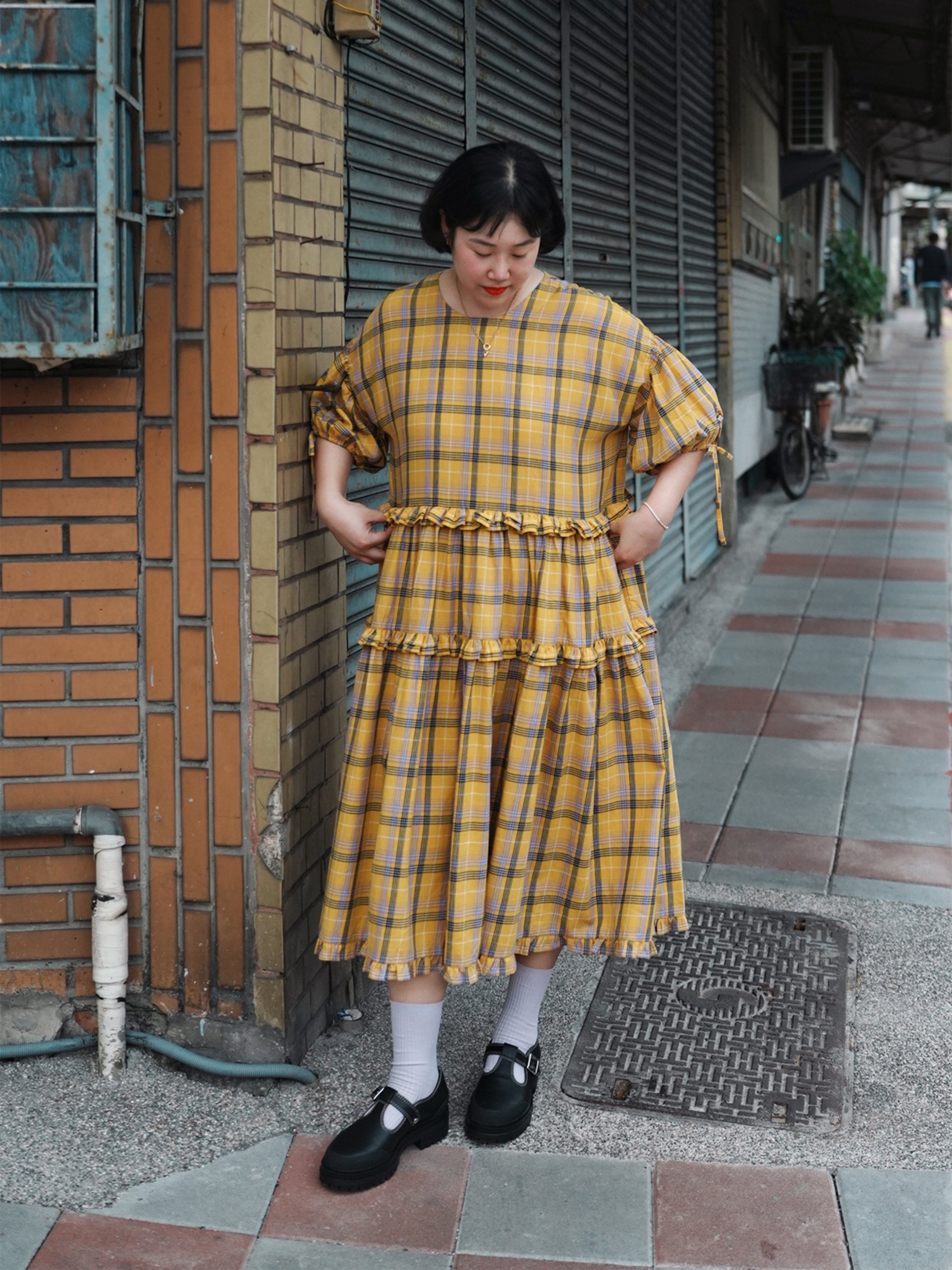Short Empire Tent Dress - Coffee Plaid | Indigo & Provisions