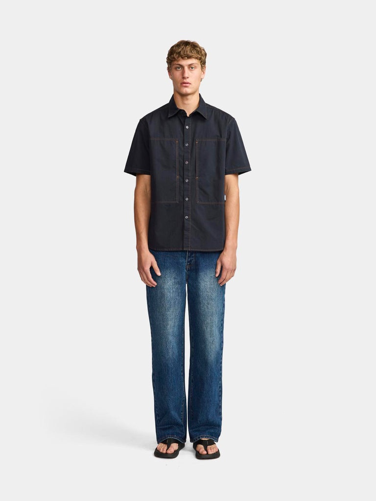 Cliff Short Sleeve Shirt - Navy HBT