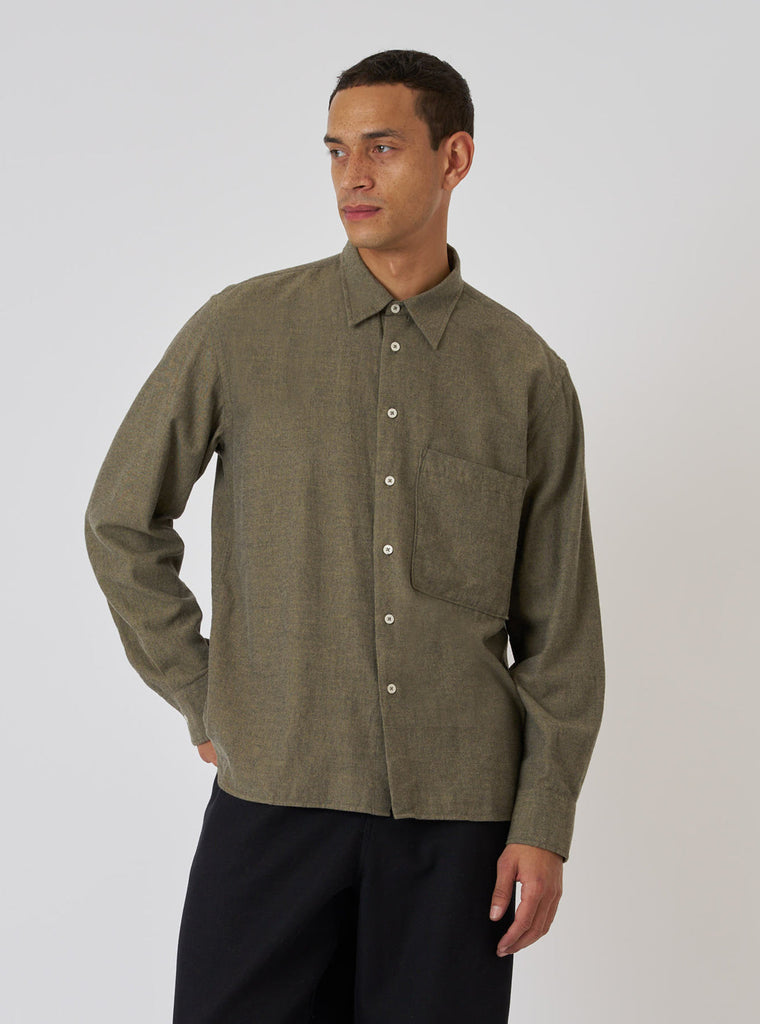 Square Pocket Shirt - Brushed Marl Twill