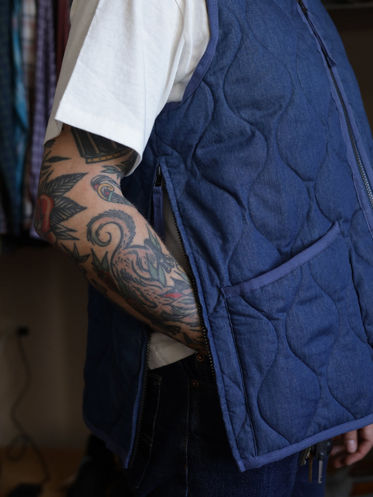 Military Zip Down Vest - Indigo Denim | Indigo & Provisions