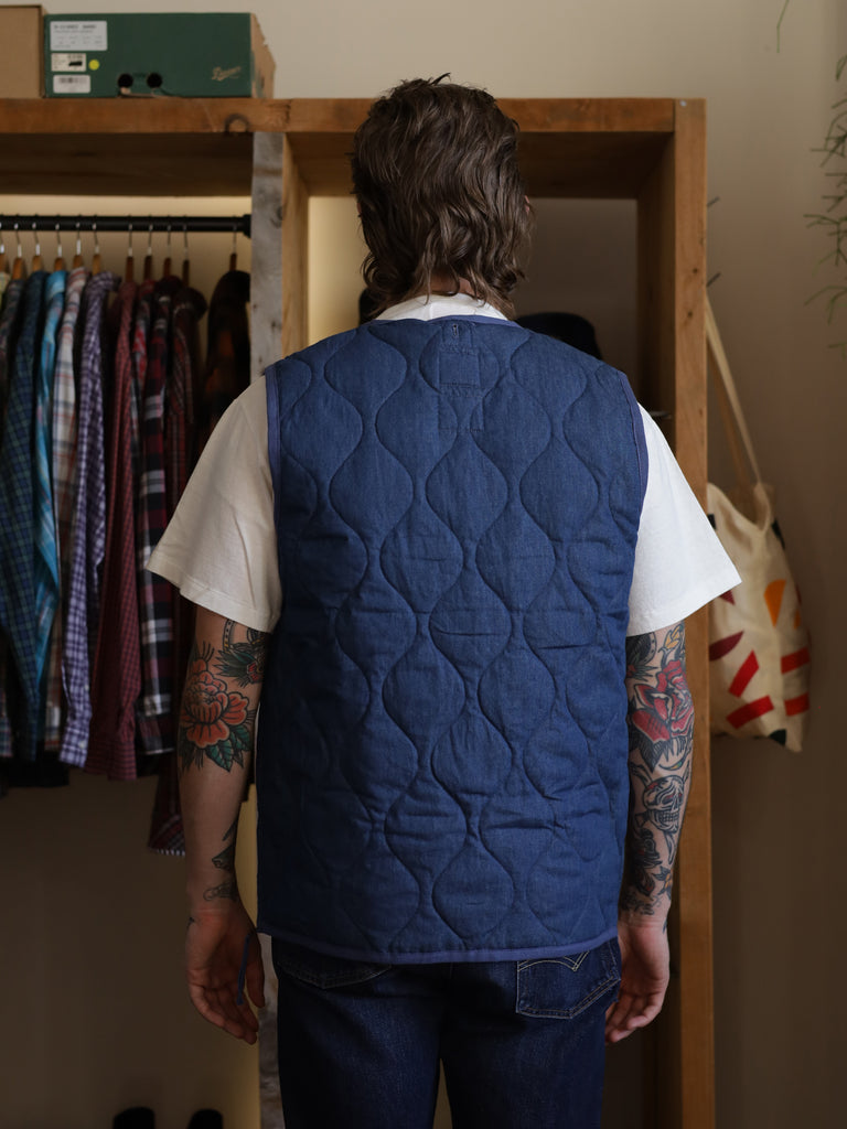 Military Zip Down Vest - Indigo Denim | Indigo & Provisions
