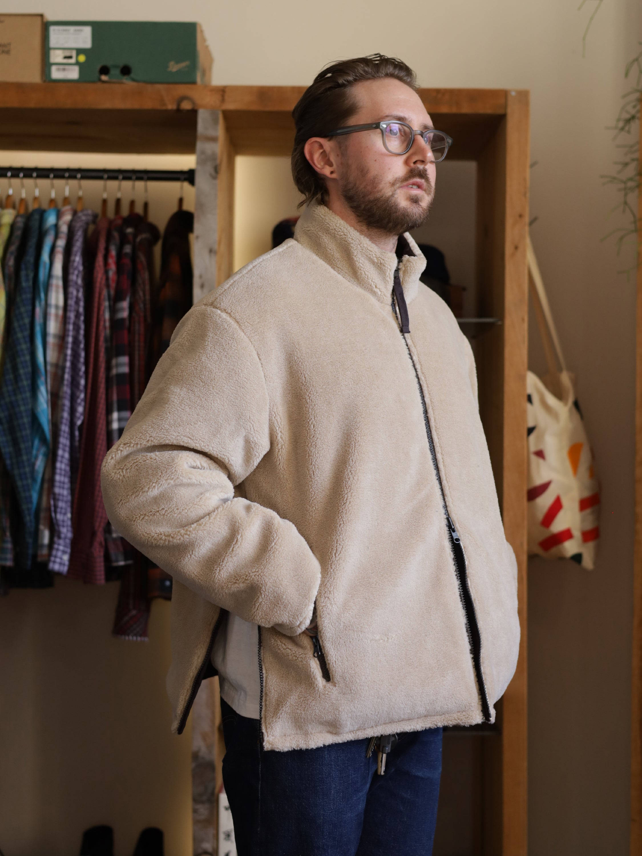 Military Down x BOA Reversible Jacket - D.Choc x Beige | Indigo