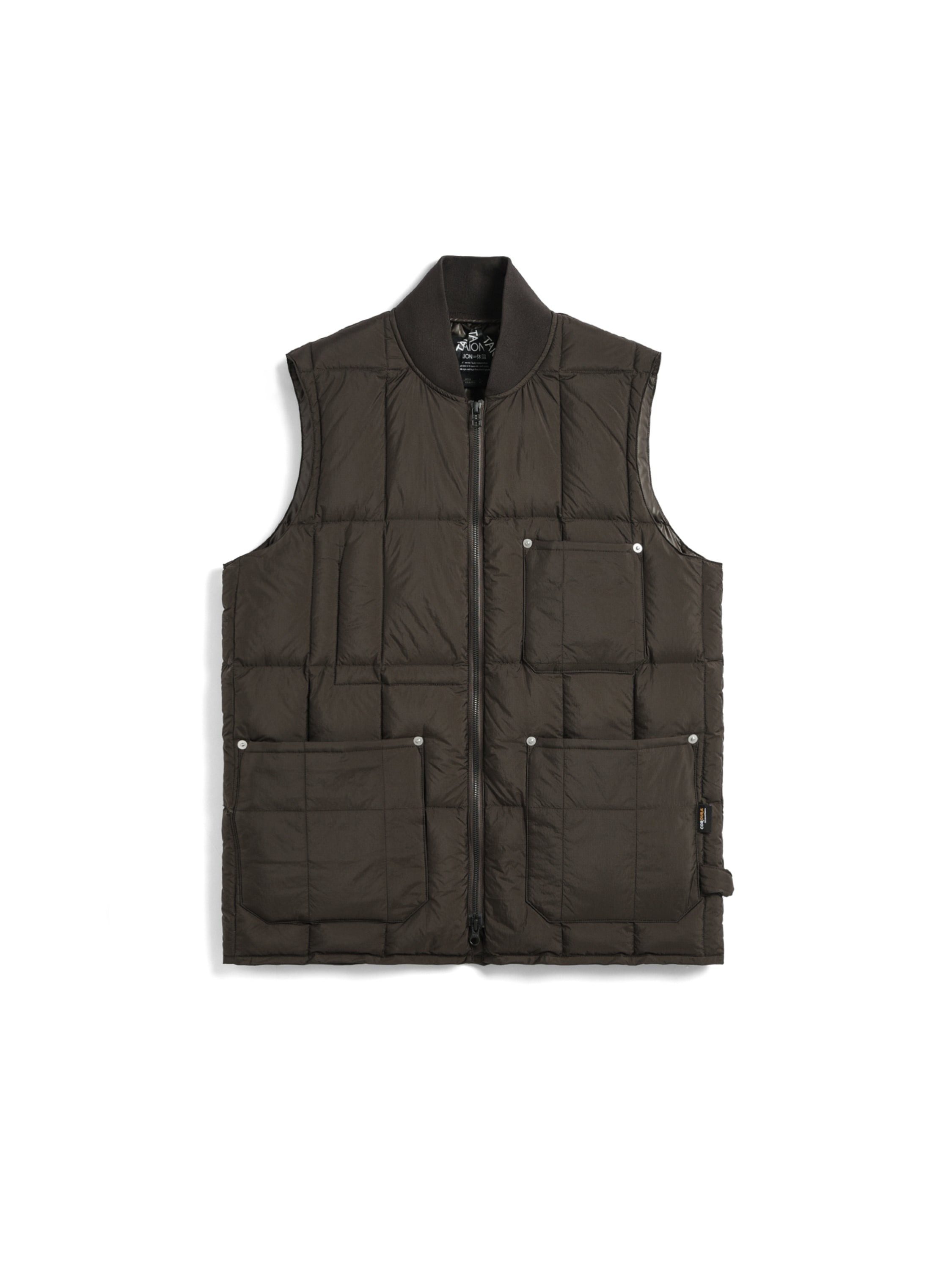 Work W-Zip Rib Down Vest - Dark Brown | Indigo & Provisions