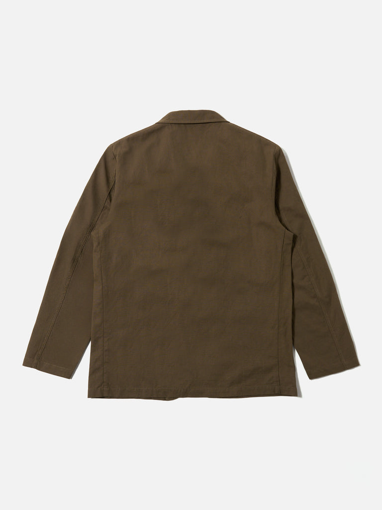 Three Button Jacket - Khaki Linen Slub Weave