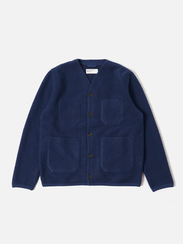 Wool Fleece Cardigan - Indigo