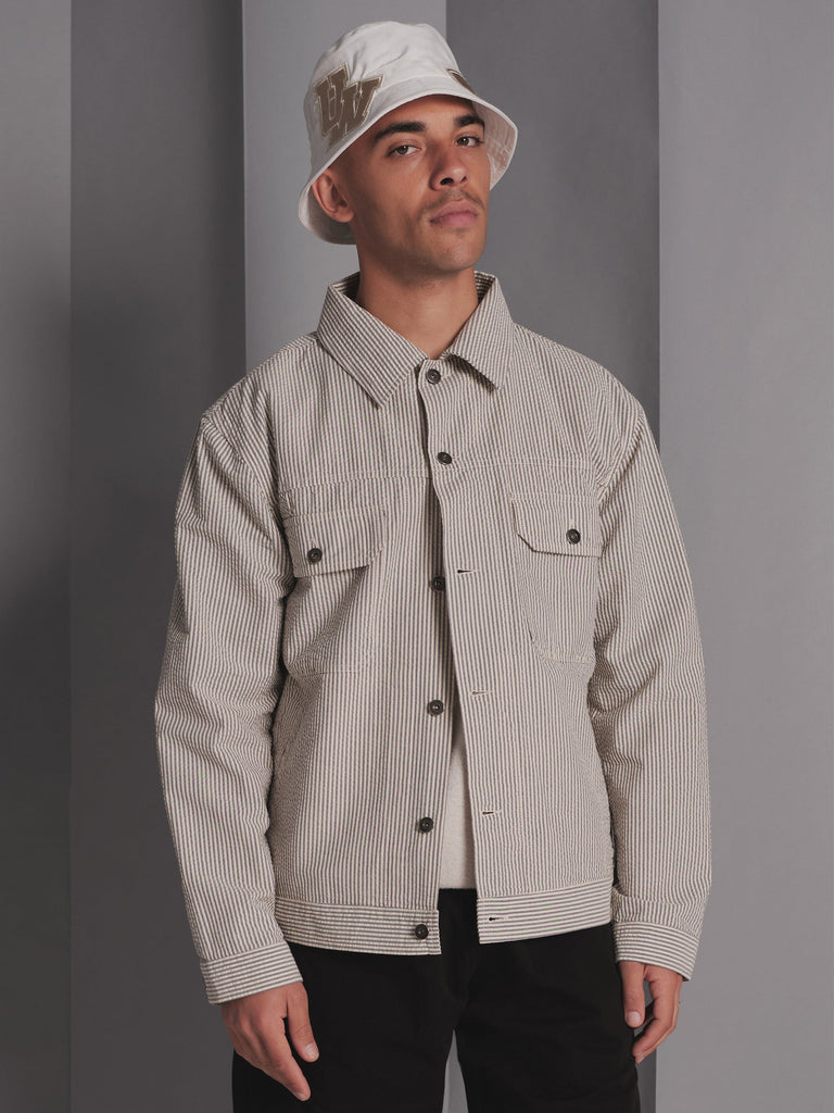 Trucker Jacket - Grey Derby Stripe