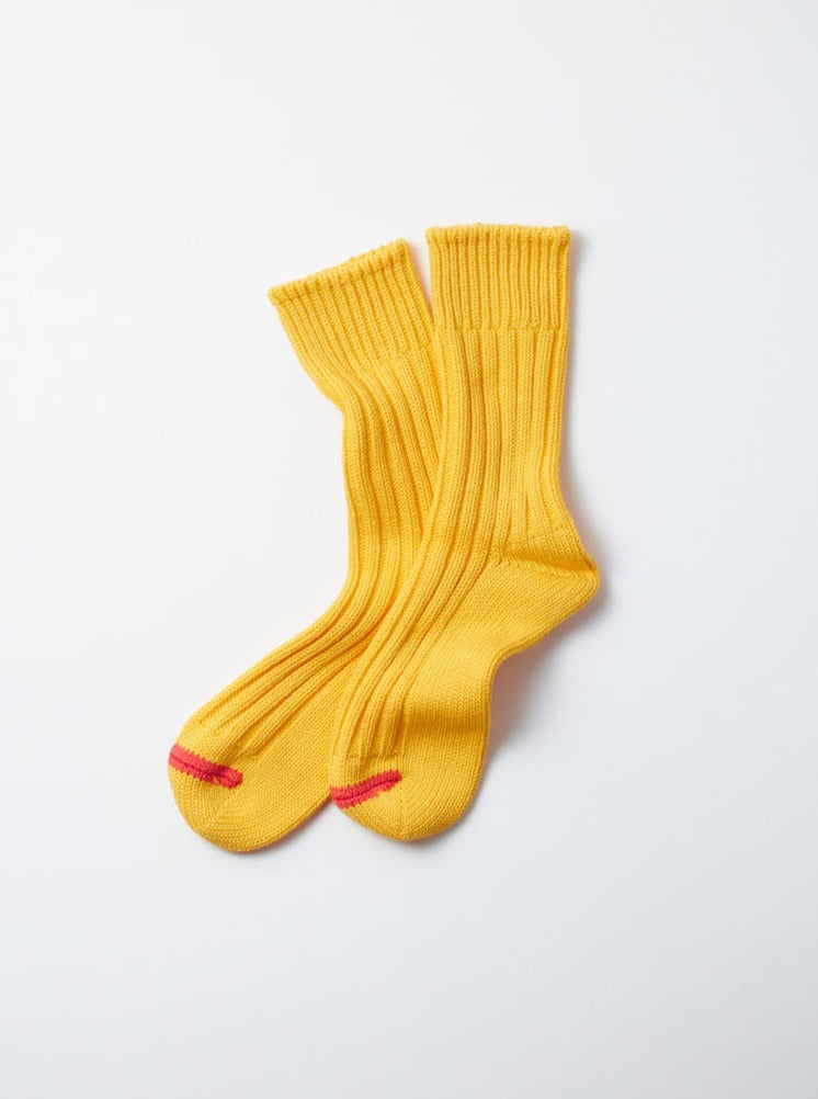 Chunky Ribbed Crew Socks - Yellow