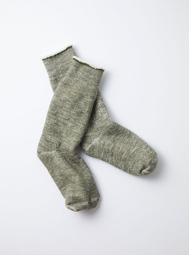 Double Face Crew Socks - Army Green