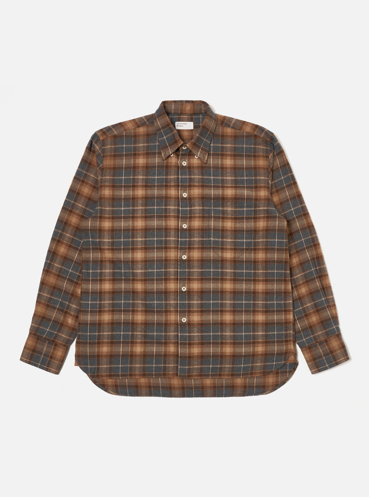 Lazy Day Shirt - Brown/Grey Brushed Twill Check