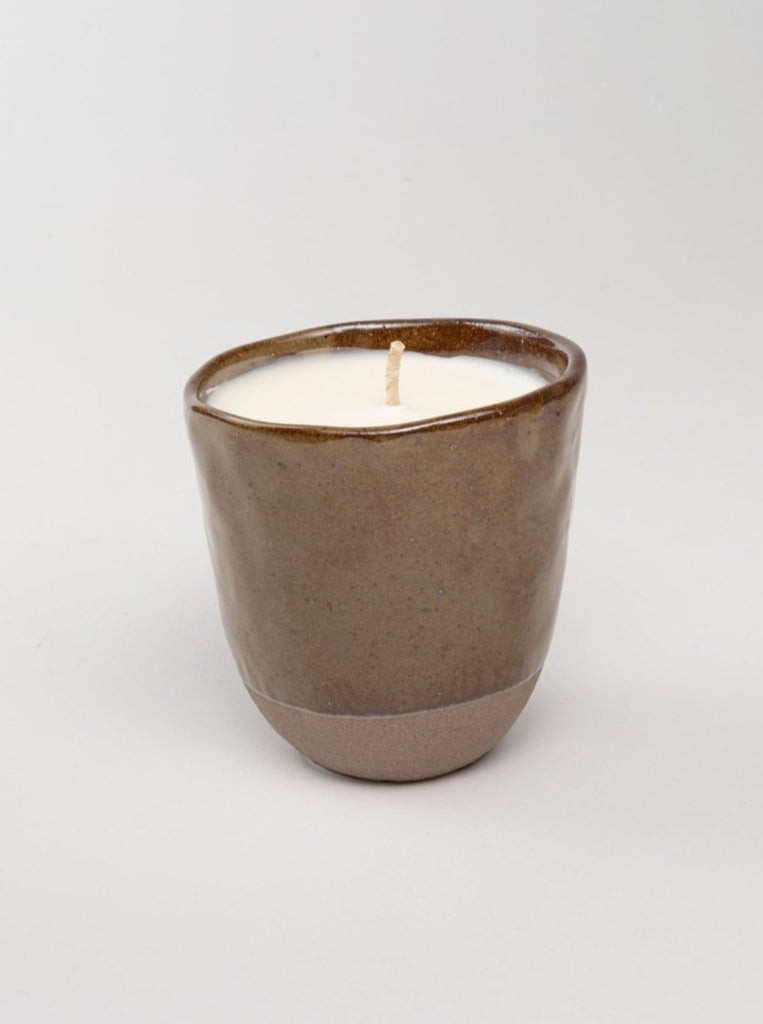 Stoneware Candle - Dark Brown