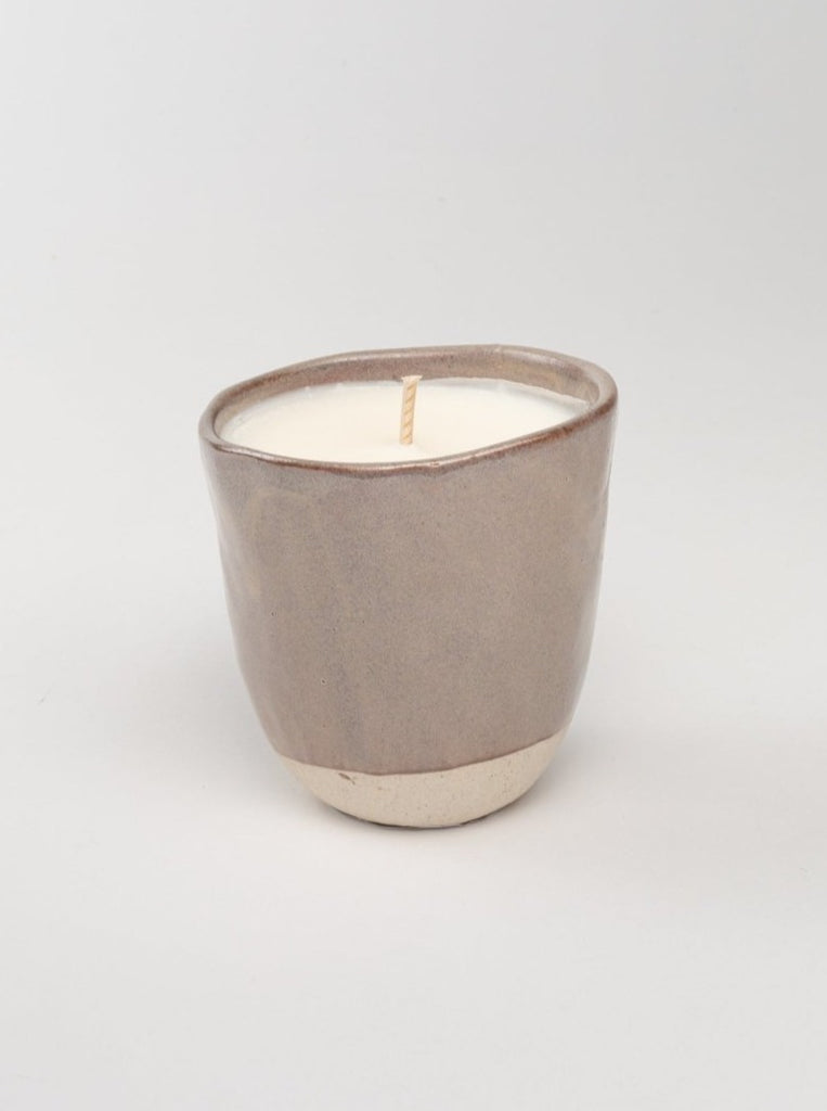 Stoneware Candle - Light Brown