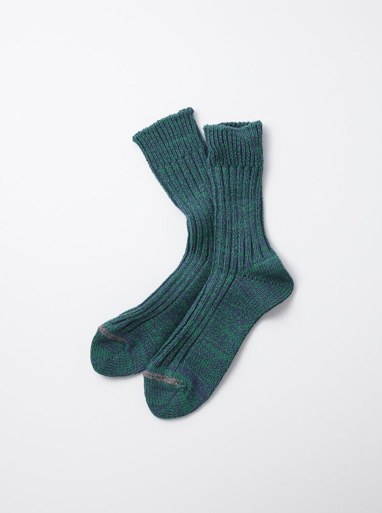 Recycled Cotton Ribbed Crew - Blue / Green