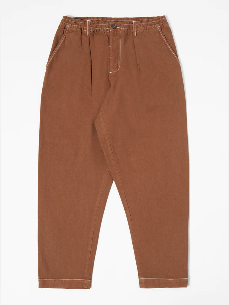 Pleated Track Pant - OD Brown Marl Twill