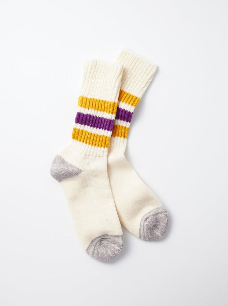 Oldschool Crew Socks - Yellow / Purple